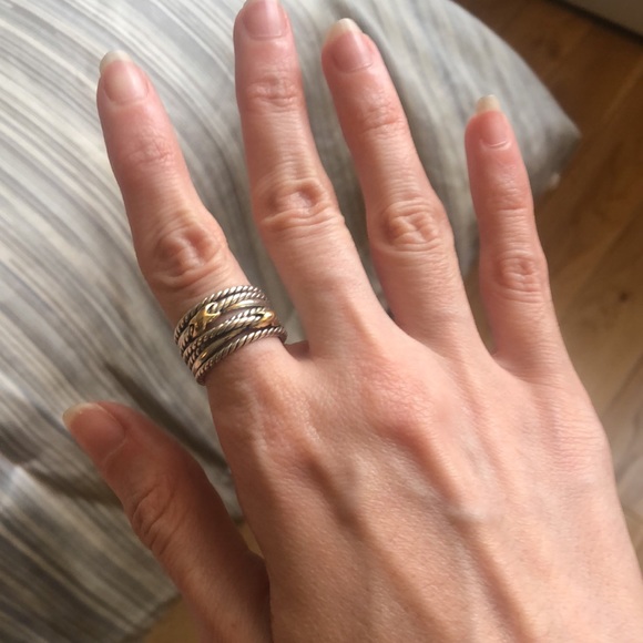 David Yurman Double X Crossover Ring with 18K Gold - Picture 2 of 5